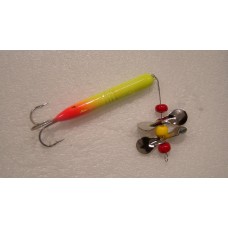 Мормышка Черт 5 L=36 с риск, 11г вертолет, красн-желт