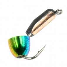Мормышка вольфрам Гвоздик/колокол D2 черн/корон.медь, лат rainbow 0.5г (15)
