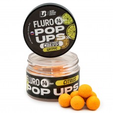 Бойлы Ultrabaits плавающие FLURO POP UPS 14мм банка 30шт цитрус