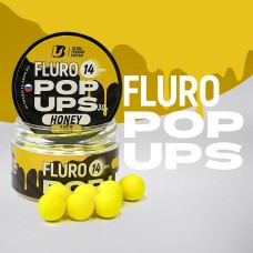 Бойлы Ultrabaits плавающие FLURO POP UPS 14мм банка 30шт  мед
