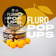 Бойлы Ultrabaits плавающие FLURO POP UPS 14мм банка 30шт  мандарин